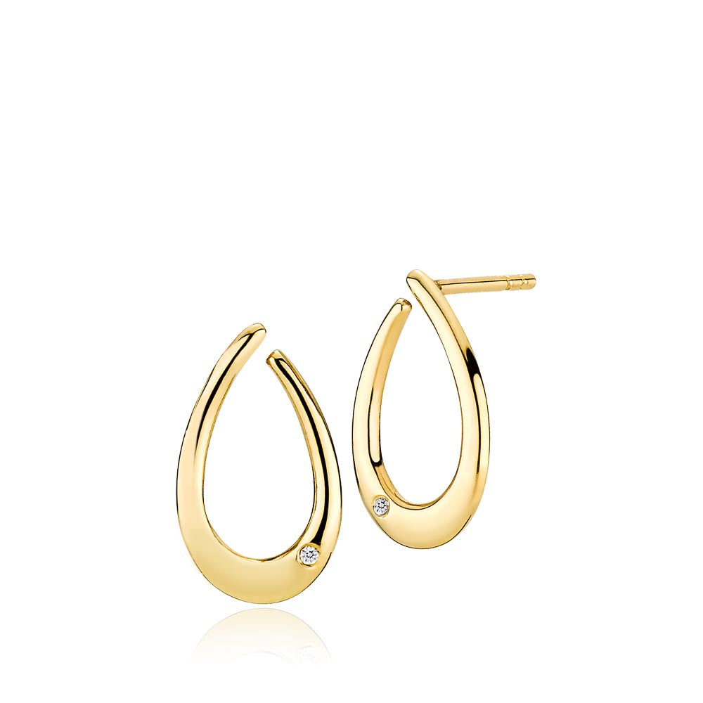 DIVERSITY - Earring stud small shiny goldpl. silver
