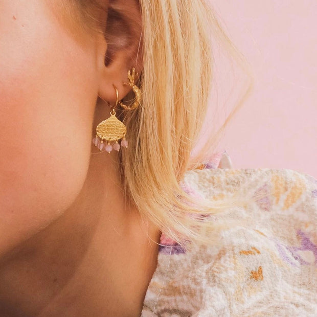 Boheme - Earring pink Gold plated