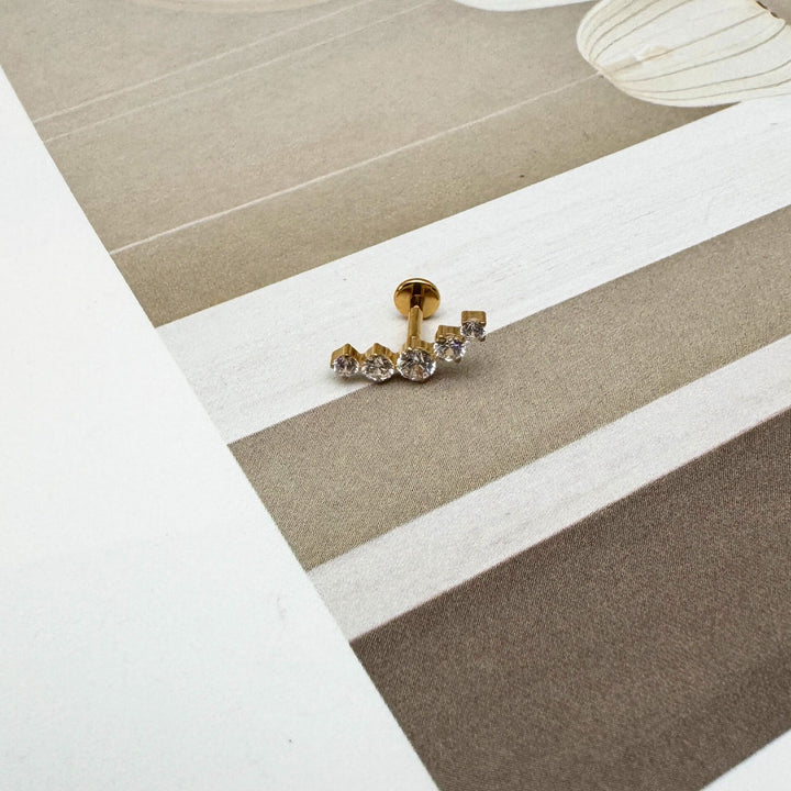 Cirkeline - Piercing forgyldt med zirkoner