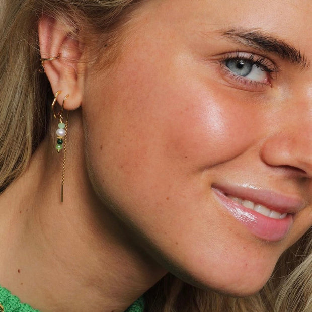 Simona - Earring green Gold plated