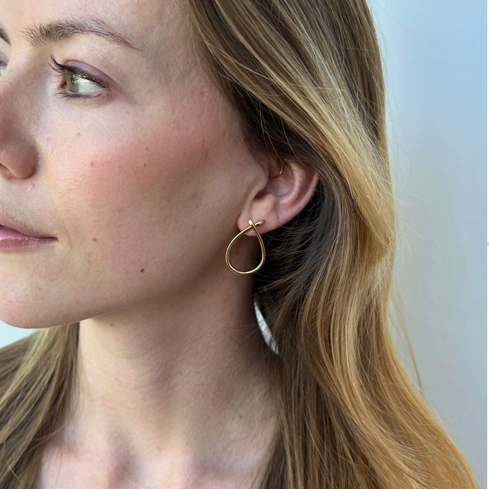 EVERYDAY - Earring stud large shiny goldpl. silver