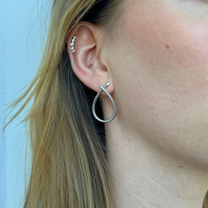EVERYDAY - Earring stud large shiny silver