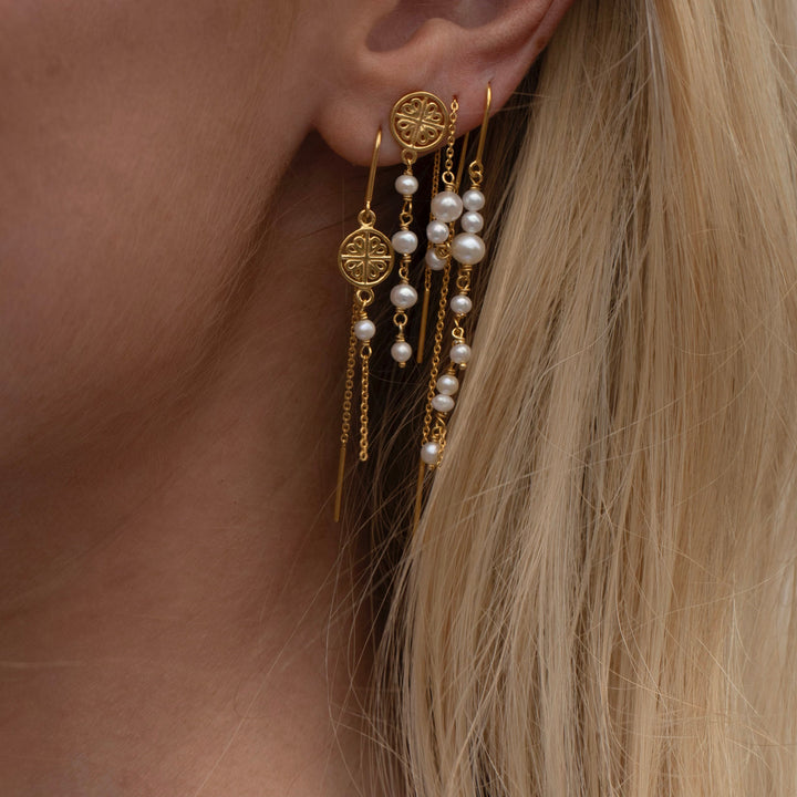 Sofia - Chain earring Gold-plated with freshwater pearls