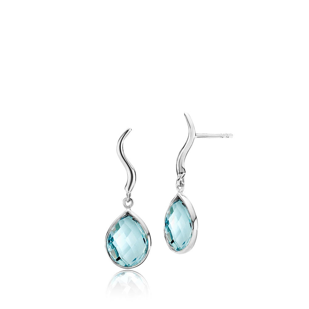 Marie - Earrings Silver with aqua blue crystal glass