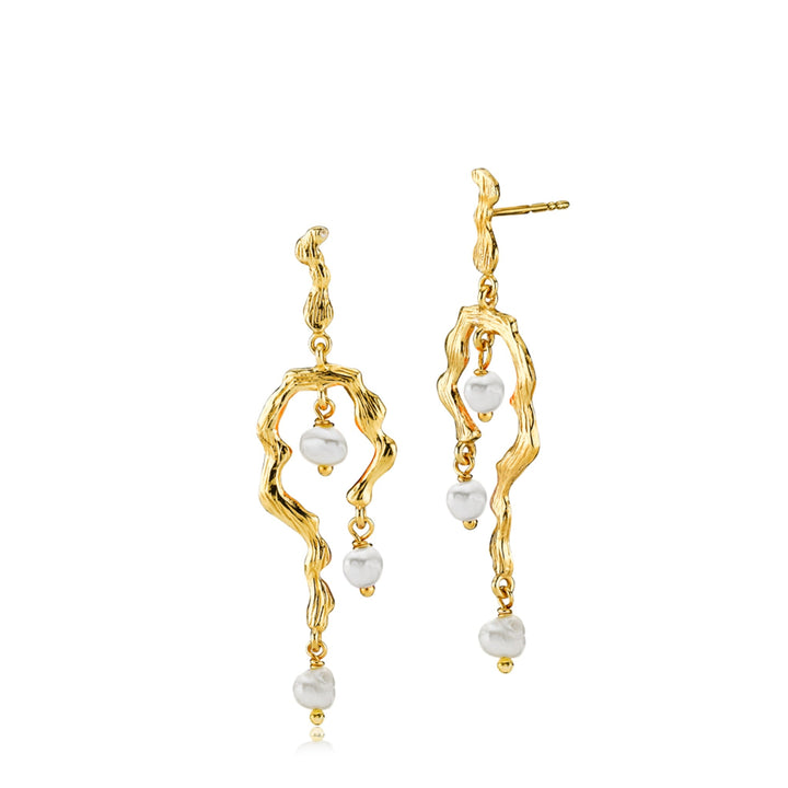 Lærke Bentsen x Sistie - Long Earrings Gilded with freshwater pearls