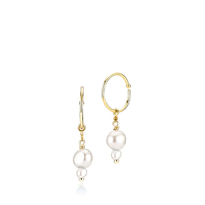 Ella - Creoles Freshwater Pearls Gold Plated