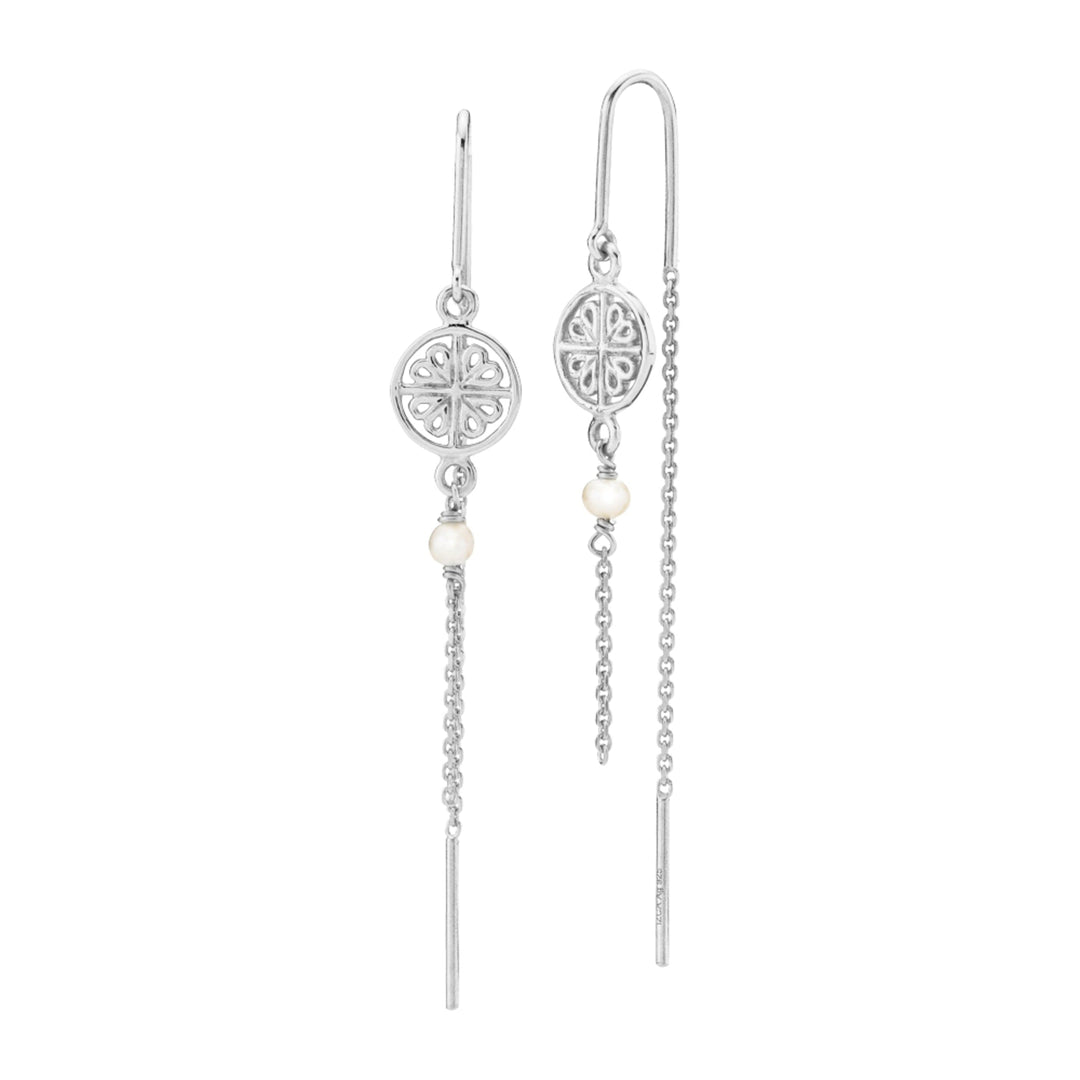 Balance - Chain earring Silver with freshwater pearl