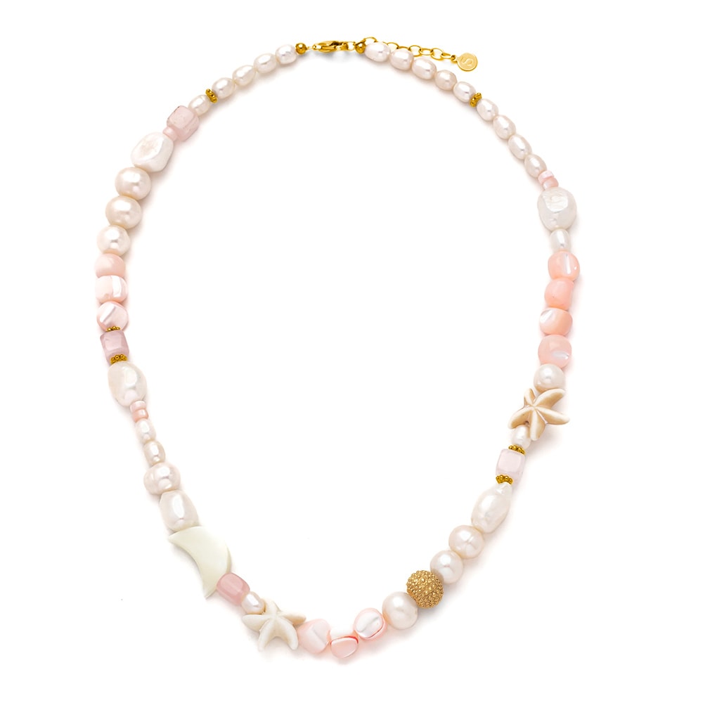 Sistie2nd - Pink Pearl Necklace Gold Plated