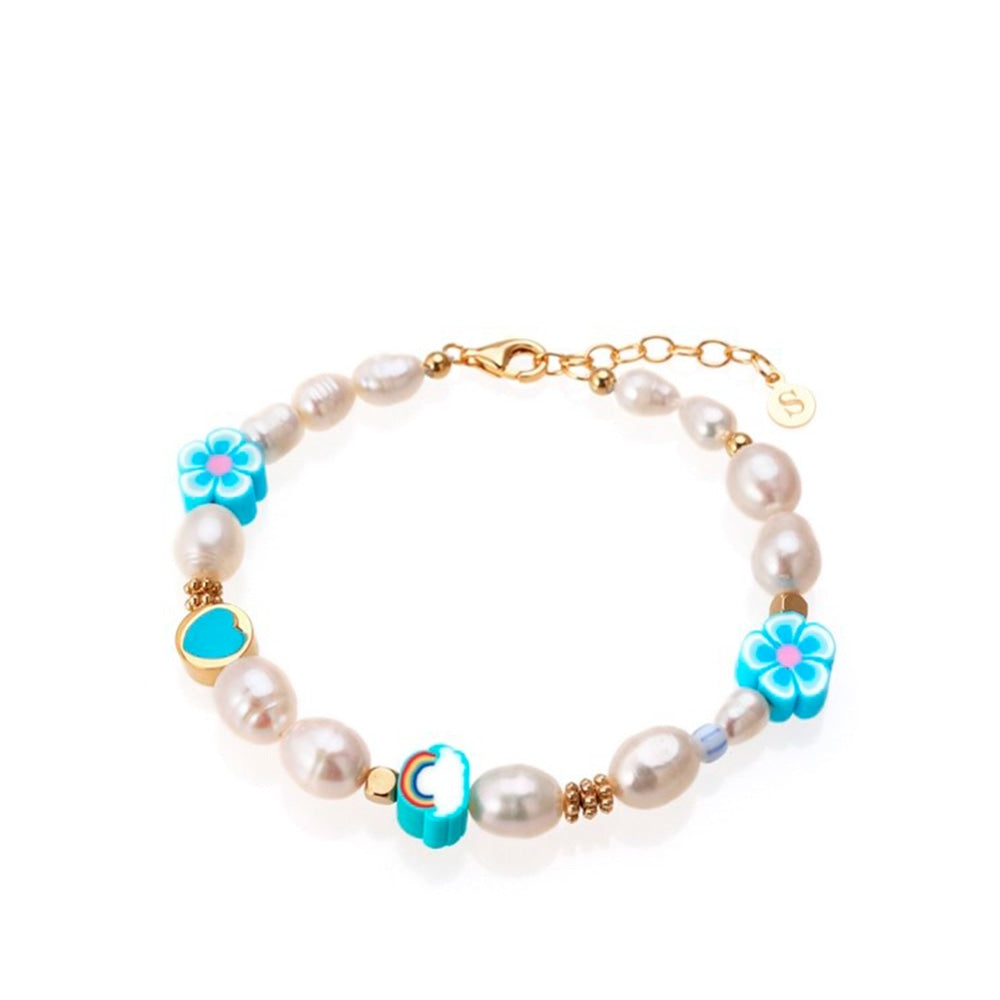 Kora - Blue Pearl Bracelet Gold Plated